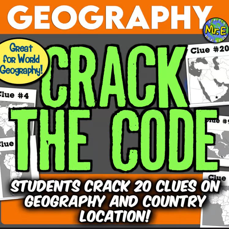 World Geography Escape Room Crack the Code 20 Country Clues Activity