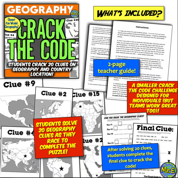 Geography Escape Room Activities Worksheet Crack the Code Latitude and Longitude
