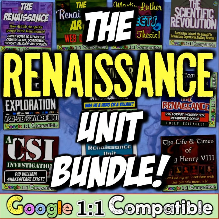 Renaissance Unit: Activities, Maps, Worksheets, Art, Explorers, Projects