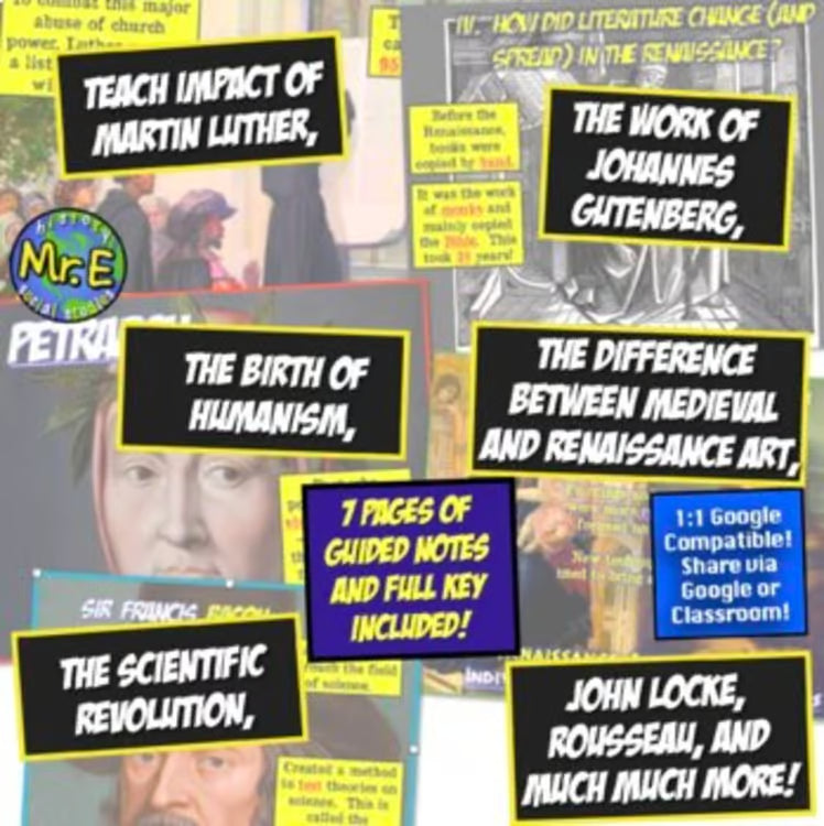 Renaissance Unit: Activities, Maps, Worksheets, Art, Explorers, Projects