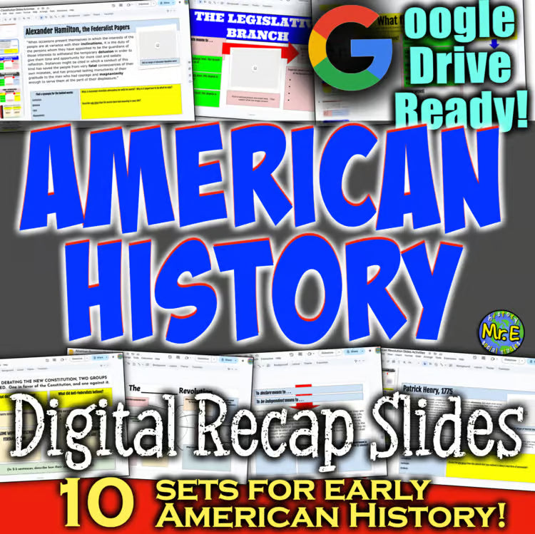 American History Digital Activity Homework Slides - 10 US History Units
