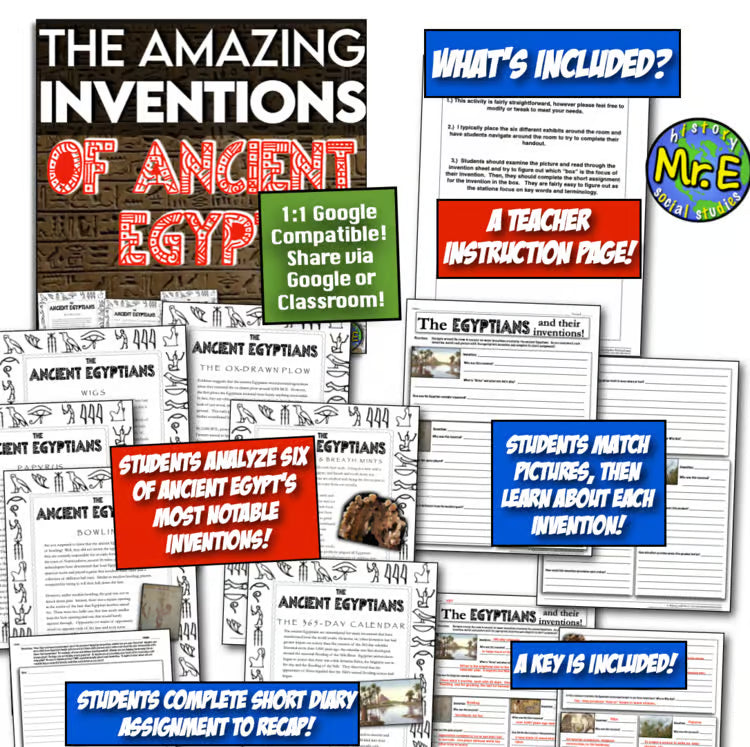 Ancient Egypt Inventions Activity Worksheet Stations for Egypt Achievements