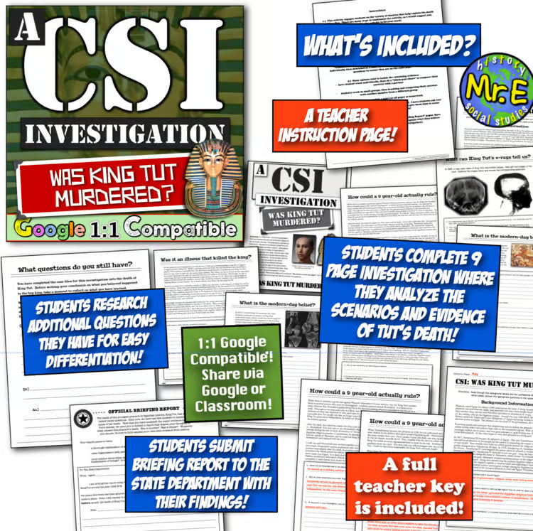 King Tut and Ancient Egypt CSI Inquiry Activity for World History Social Studies