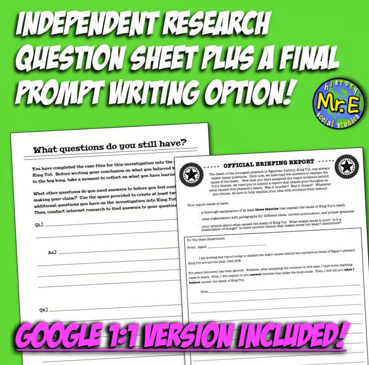 King Tut and Ancient Egypt CSI Inquiry Activity for World History Social Studies