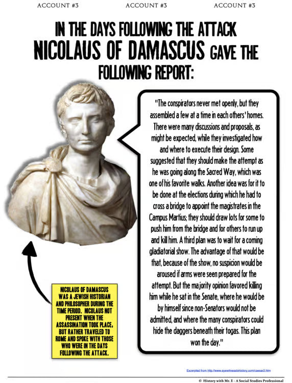 Julius Caesar Assassination Ancient Rome and Roman Empire CSI Writing Project