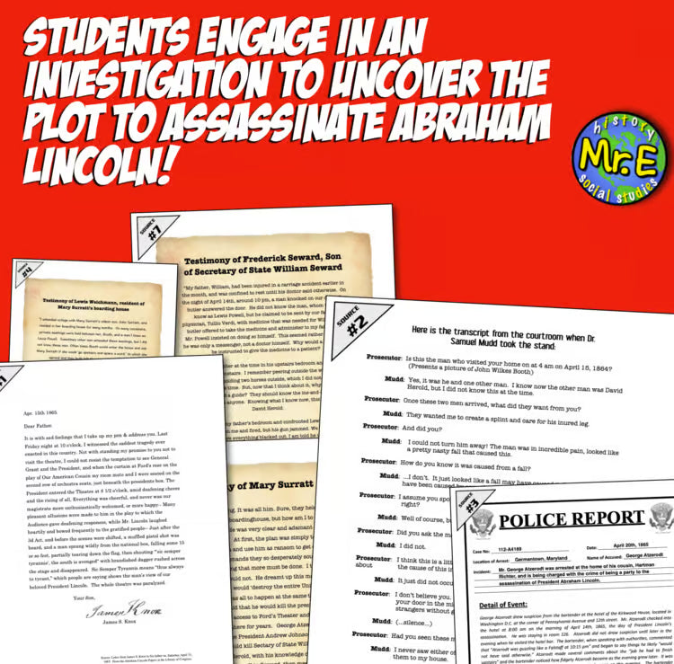 Abraham Lincoln Assassination Civil War Writing Project Reconstruction Era