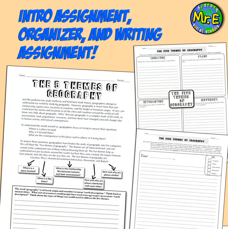 5 Themes of Geography Activity Five Geography Stations Worksheet Social Studies