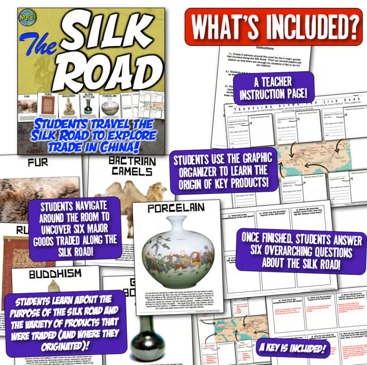 Ancient China Silk Road Student Activity and Travel Worksheet Lesson