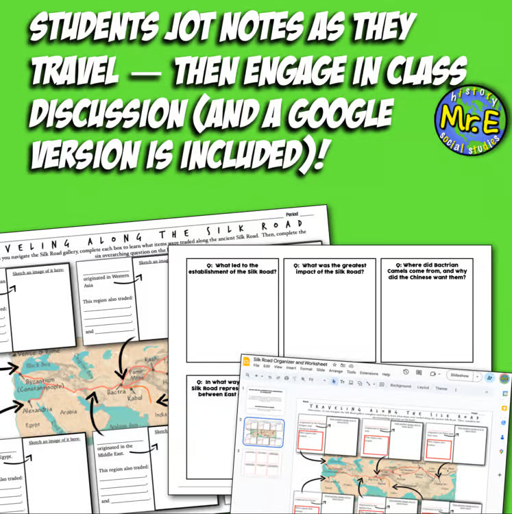 Ancient China Silk Road Student Activity and Travel Worksheet Lesson