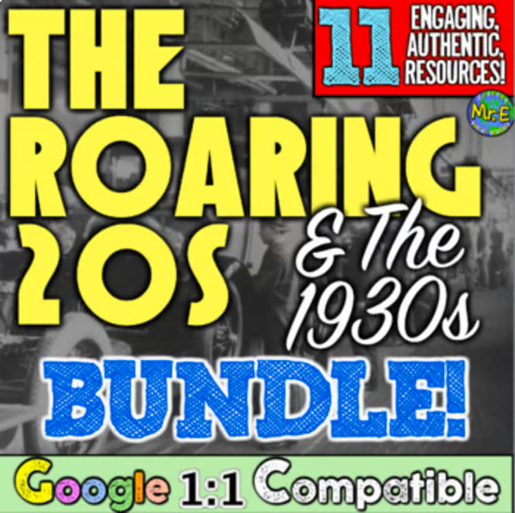 Roaring 20s 1930s Great Depression Unit: Activities Worksheets Projects Stations