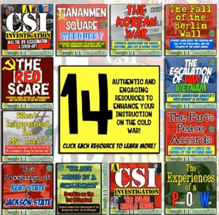 Cold War Unit: Worksheets Activities Vietnam Korean War Berlin Wall Red Scare