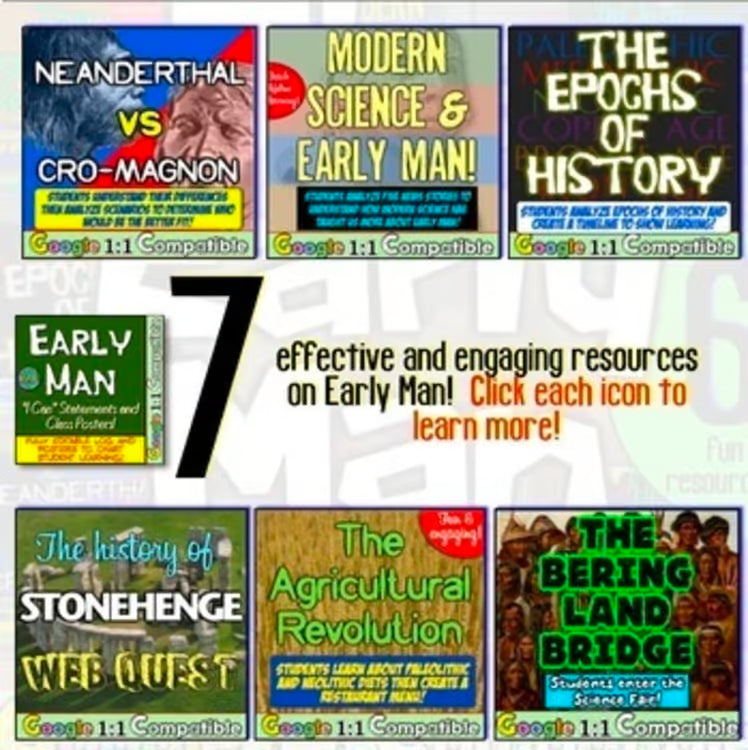 Early Man Worksheets Activities Unit for World History Agricultural Revolution