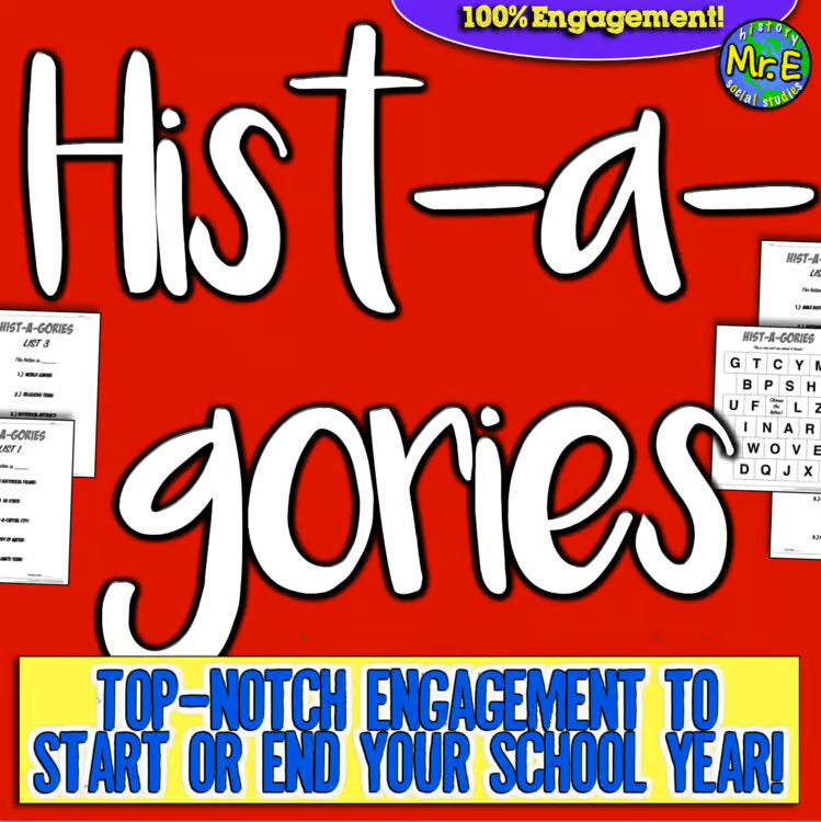 Histagories Review Back to School Activity Social Studies American World History