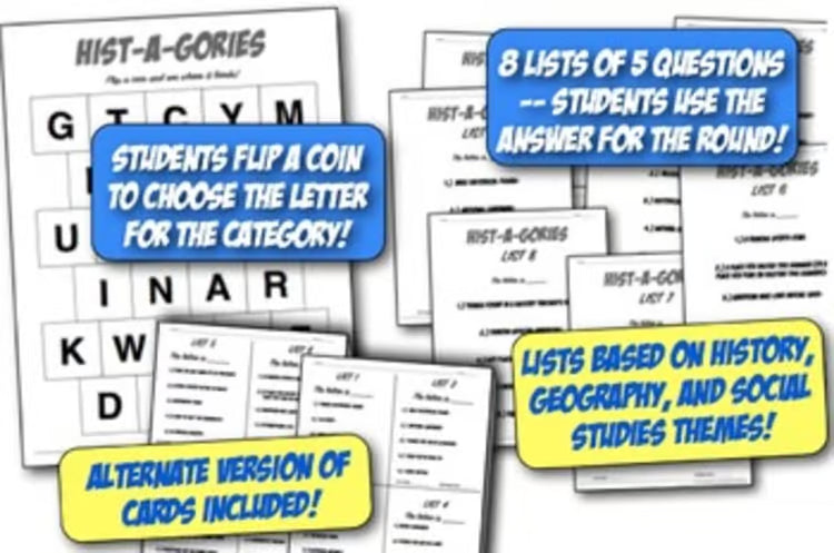Histagories Review Back to School Activity Social Studies American World History