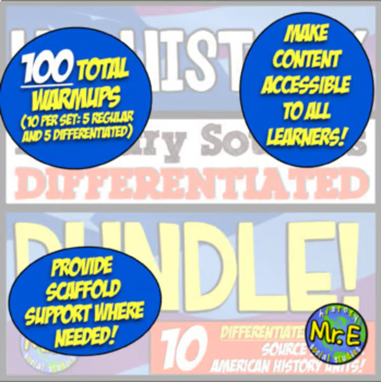 American US History Part 1 Differentiated Primary Sources Sets for US History
