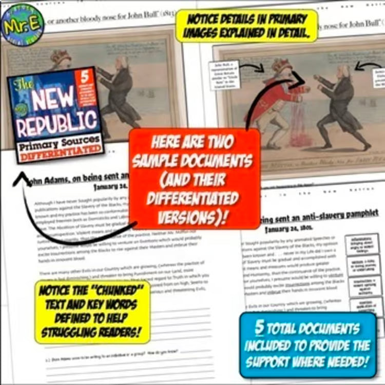 American US History Part 1 Differentiated Primary Sources Sets for US History