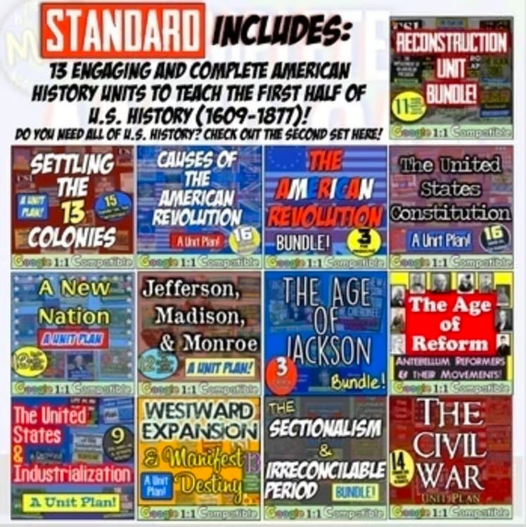 American US History Curriculum Part 1: Worksheets, Activities, Units, Projects