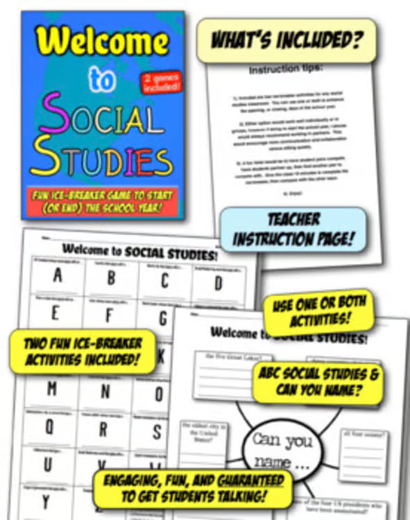 Social Studies Back to School Activity for World and American History