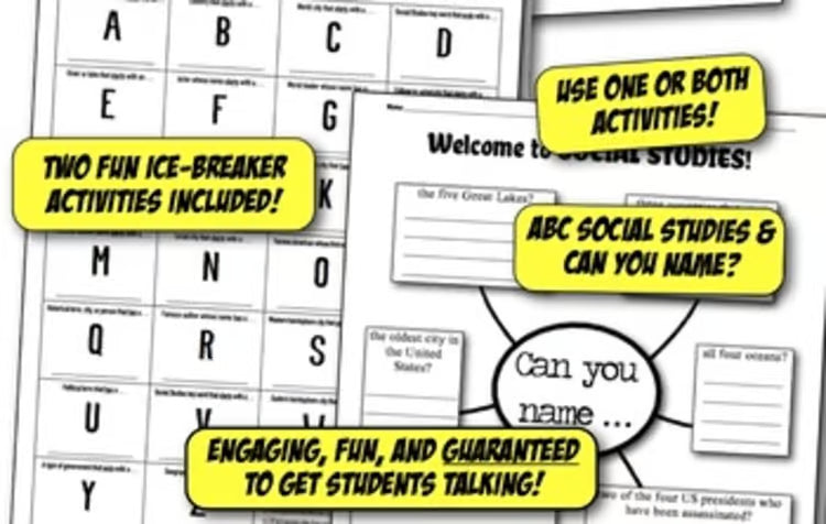 Social Studies Back to School Activity for World and American History
