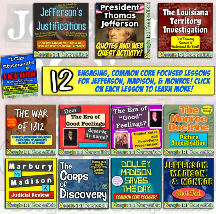 Jefferson, Madison, Monroe Unit Bundle