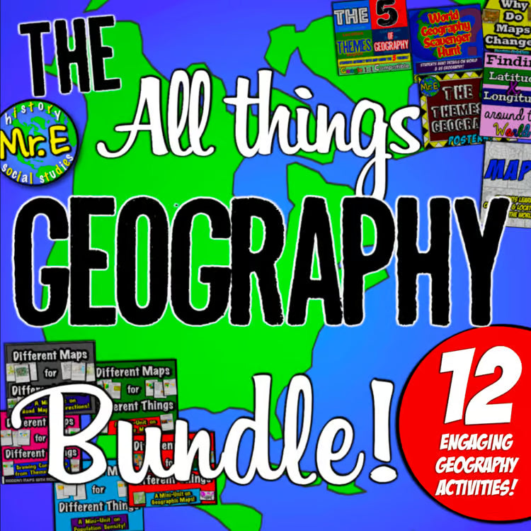 Geography Unit: Worksheets Activities Projects 5 Themes Maps Latitude Longitude