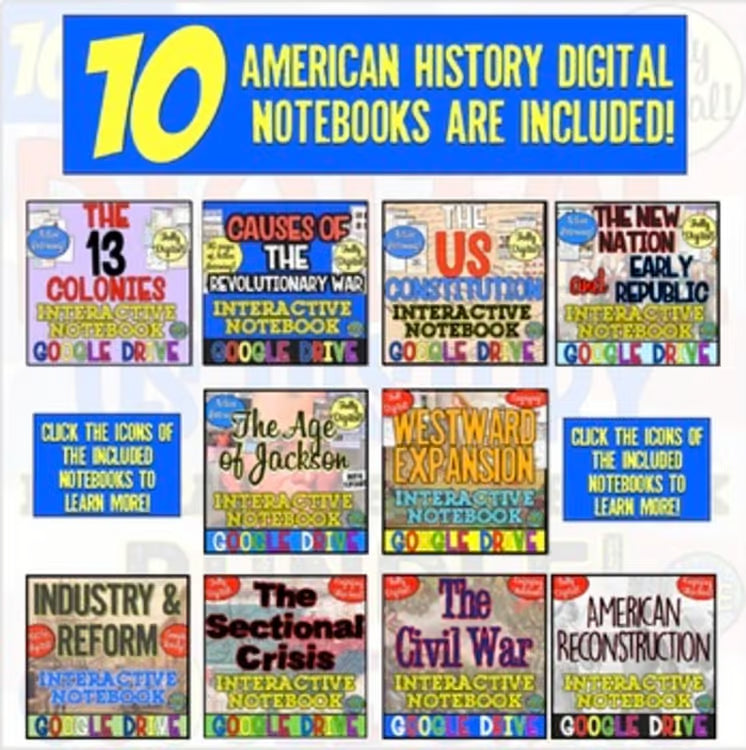 American US History DIGITAL Interactive Notebook Activities and Projects