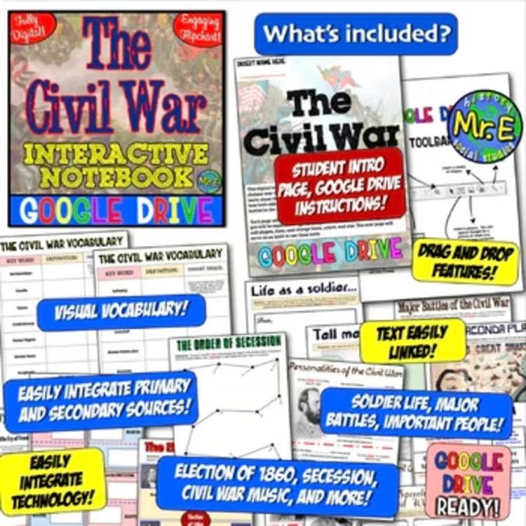 American US History DIGITAL Interactive Notebook Activities and Projects