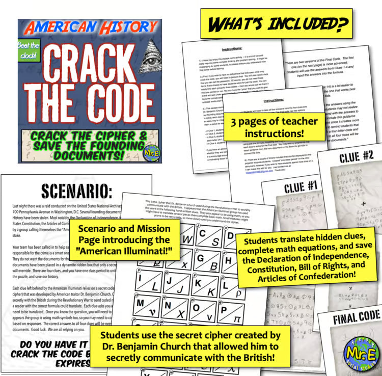 Constitution Declaration of Independence Escape Room Crack the Code