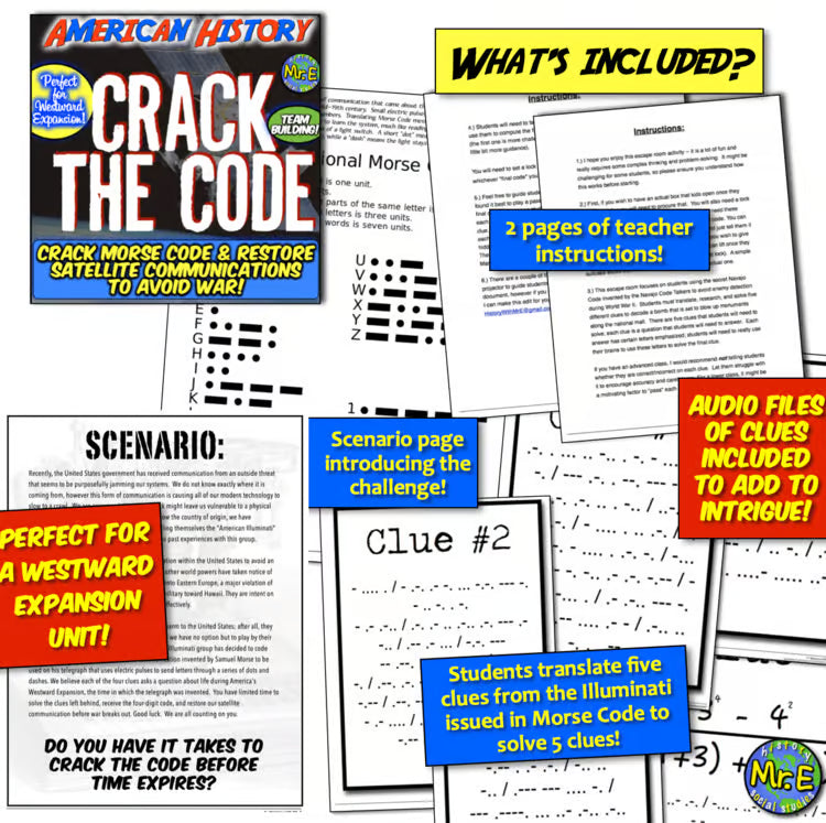 Westward Expansion Morse Code Telegraph Escape Room Activity Challenge