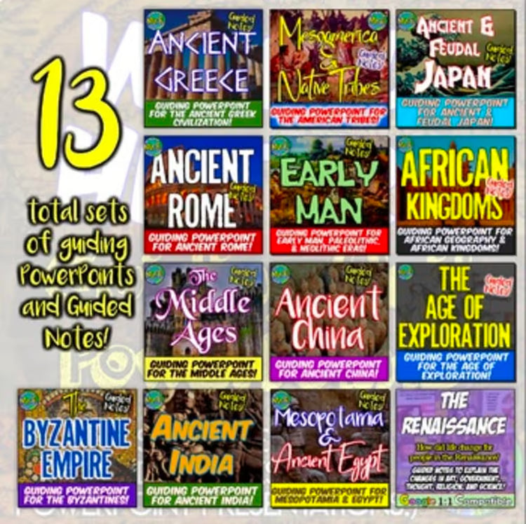 World History Part 1 Ancient Medieval Civilizations PowerPoint Notes Activities