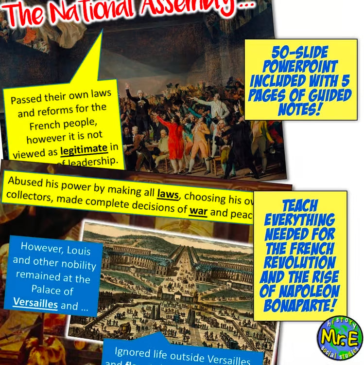 French Revolution Guided Notes and Unit PowerPoint PLUS Teacher Guide