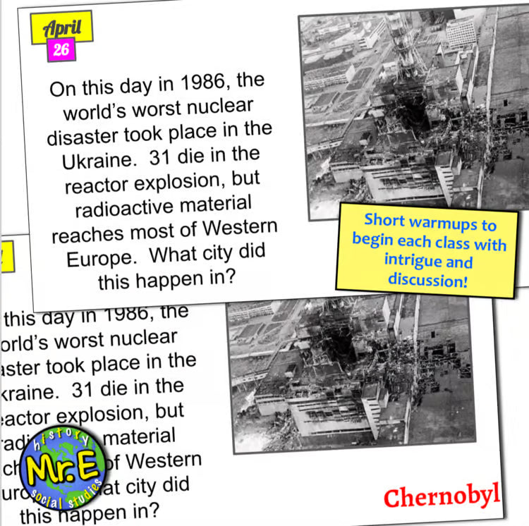 World History Daily Warmups and Bell Ringers | 365 Days On This Day in History!