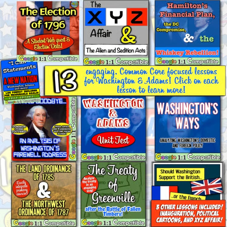 A New Nation Early US History Unit: George Washington John Adams Activities