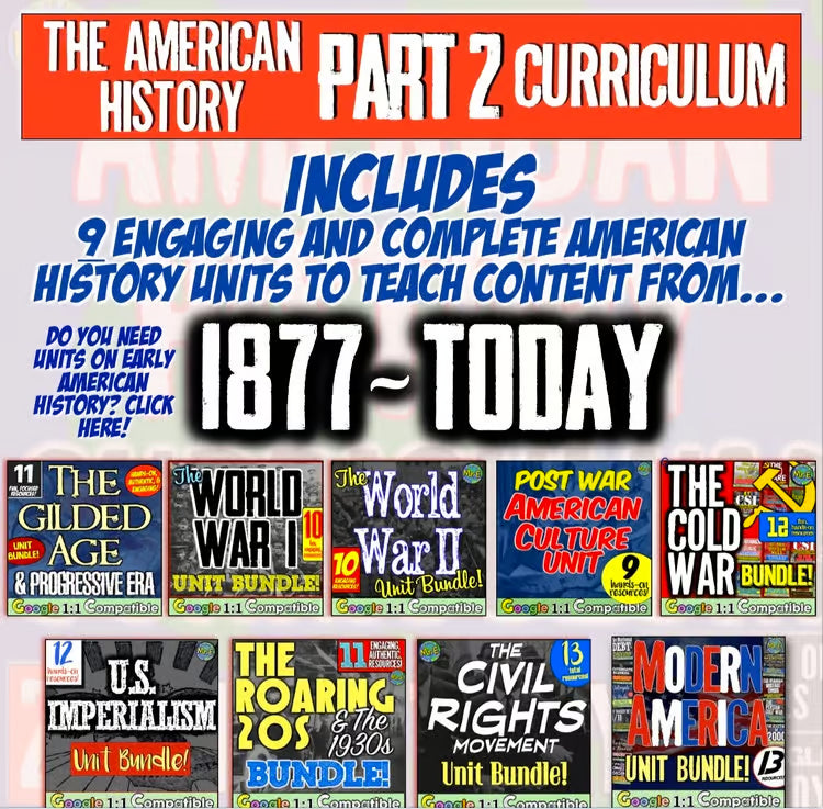 American US History Curriculum Part 2: Units, Projects, Worksheets, Activities