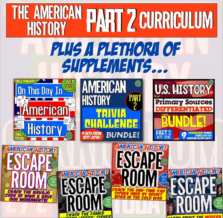 American US History Curriculum Part 2: Units, Projects, Worksheets, Activities