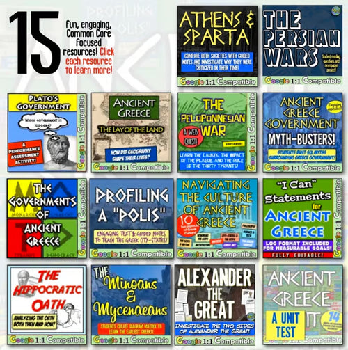 Ancient Greece Civilizations Unit: Maps Activities Lessons Mythology Geography
