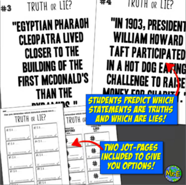 Social Studies Back to School First Day Activity for American and World History