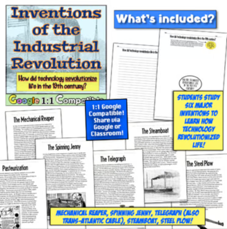 Industrial Revolution Activities and Worksheets Unit for Slavery and Industry