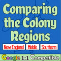 13 Colonies New England Middle South Colony Regions Reading Worksheet Activity