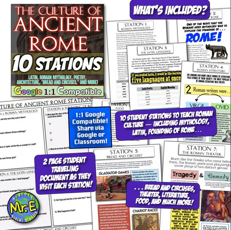 Ancient Rome World History Roman Empire Unit: Worksheets Projects Activities Map