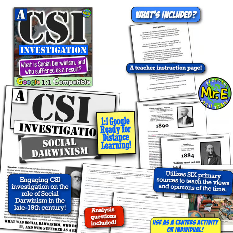 Imperialism Unit: Activities, Projects, Worksheets, Zulu Boer Wars, Darwinism