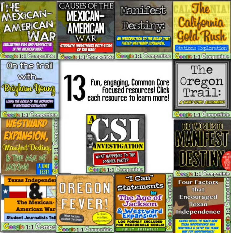 Westward Expansion Manifest Destiny Unit: Fun Activities, Worksheets, Projects