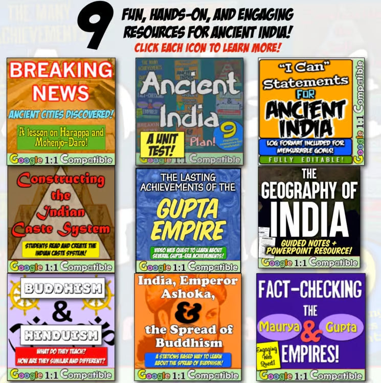 Ancient India Ancient Civilizations Unit: Worksheet Activities Hinduism Buddhism