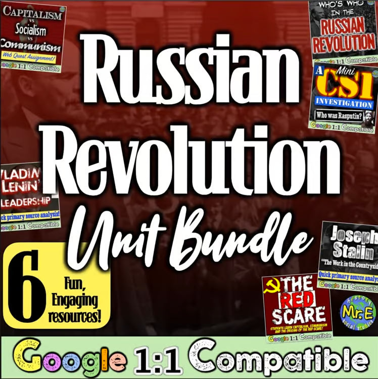 Russian Bolshevik Revolution Unit: Communism, Red Scare, Activities, Worksheets