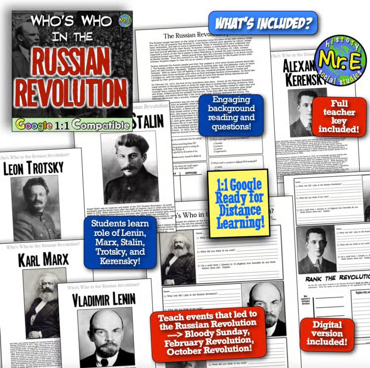 Russian Bolshevik Revolution Unit: Communism, Red Scare, Activities, Worksheets