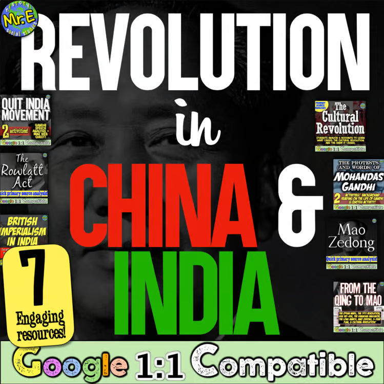 China and India Revolutions Unit: Map Zedong Gandhi Activities Worksheets