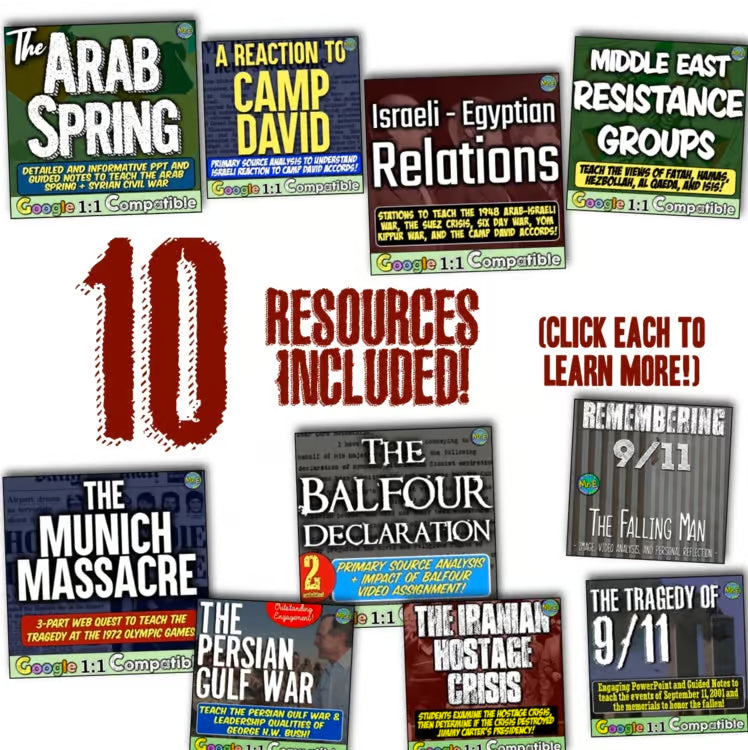 Middle East Unit: Activities, Worksheets, Israel, Hamas, Egypt, 9/11