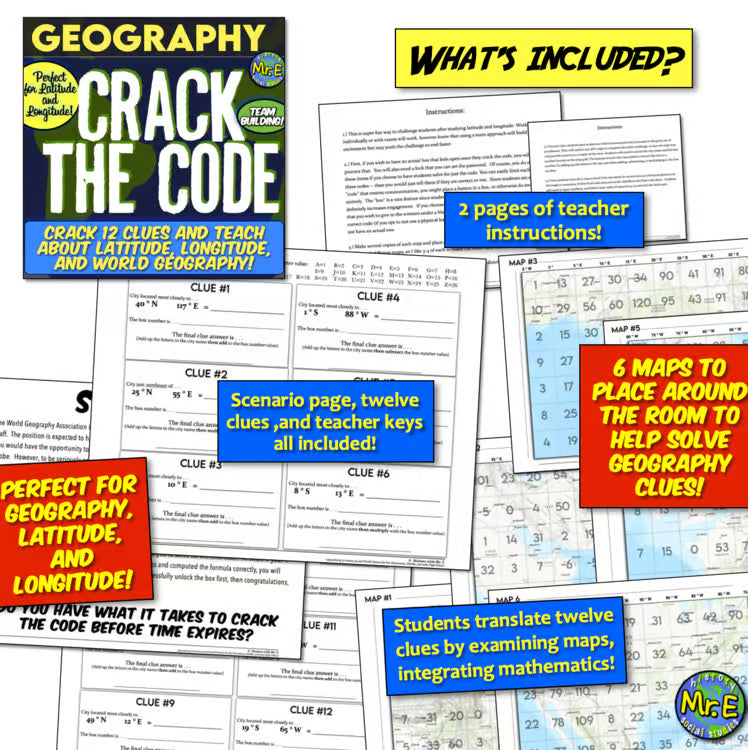 Geography Escape Room Latitude and Longitude Activity Fun Game