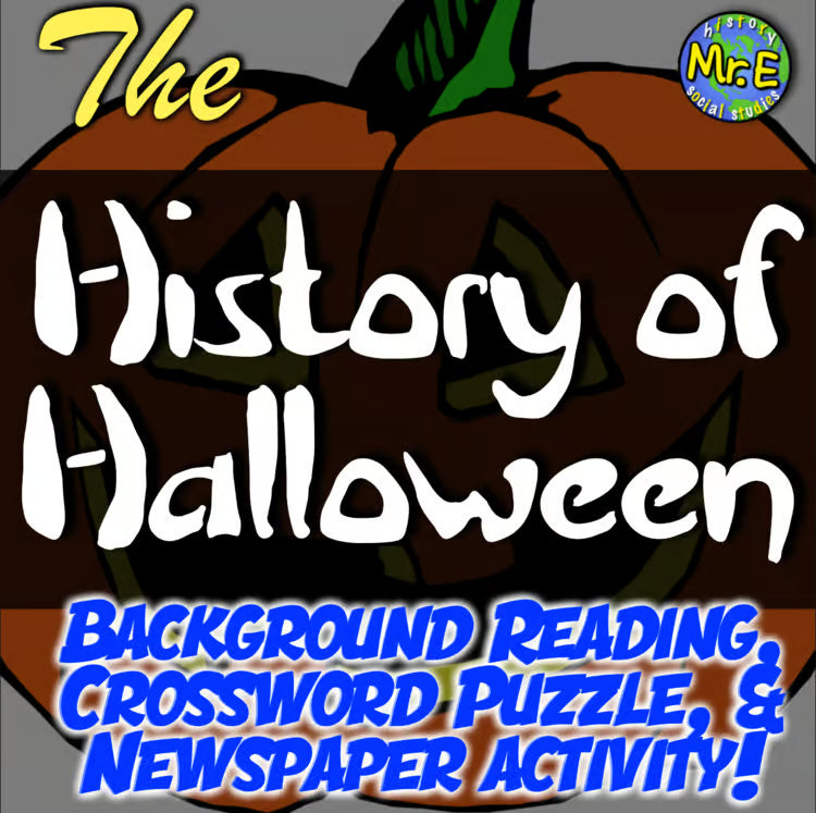 History of Halloween Lesson Student Reading Worksheet Crossword Puzzle Activity