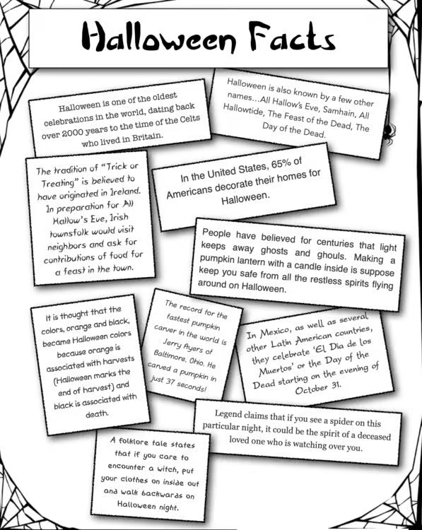 History of Halloween Lesson Student Reading Worksheet Crossword Puzzle Activity